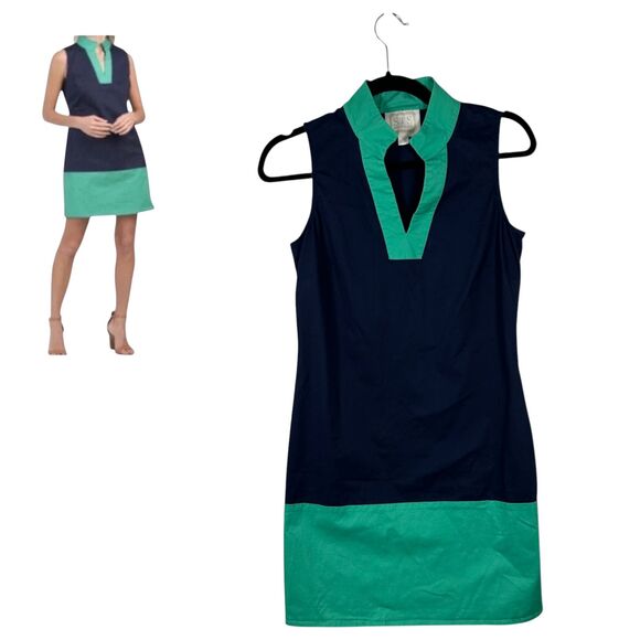STS Sail to Sable Navy Green Colorblock Color Block Dress Size XS - Picture 1 of 7